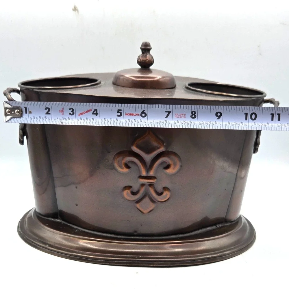 VINTAGE Fleur de Lis Double Bottle Wine Cooler Champagne Bucket Barware